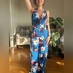Lulus Floral Blue Jumpsuit